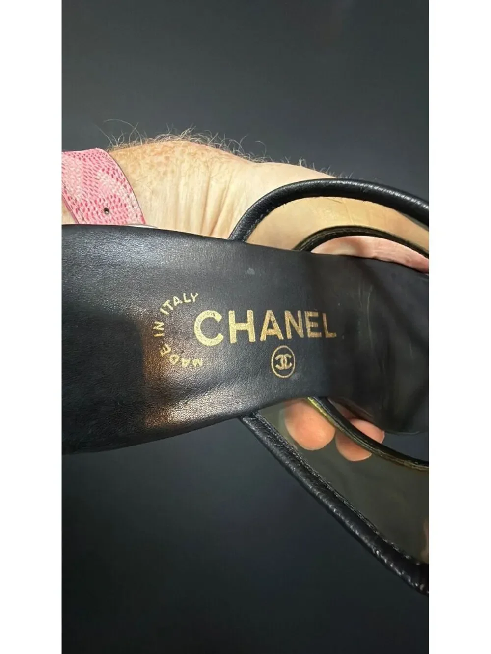 Chanel Black Clear CC Thong Sandals Size 36